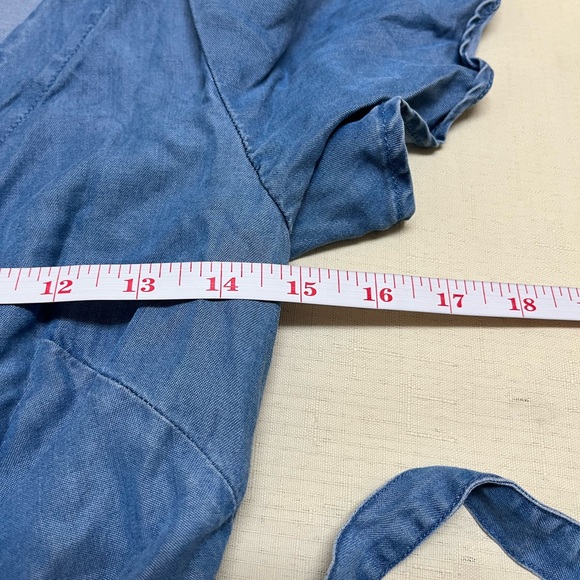 Loft size 2 chambray 100% lyocell flutter sleeve wrap dress - Picture 5 of 15